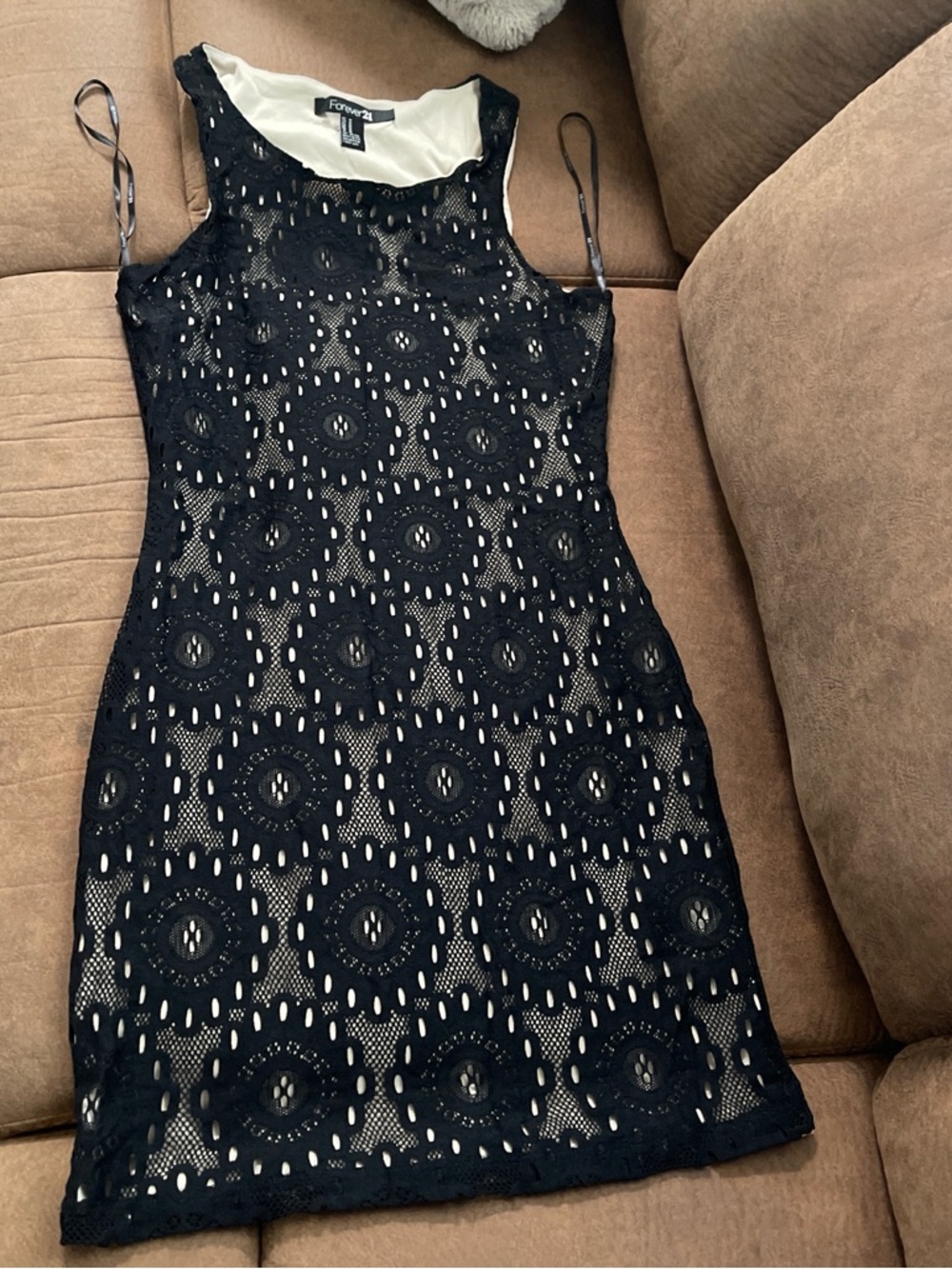 Forever 21 Black Lace Mini Dress with Cream Lining